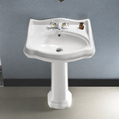 Classic-Style White Ceramic Pedestal Sink