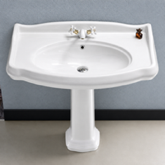 Classic-Style White Ceramic Pedestal Sink