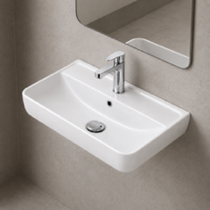 Rectangular White Ceramic Wall Mounted or Drop In Sink