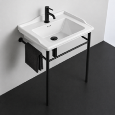 Console Sink - Metal Black Legs, Vintage, 26 inch