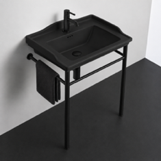 Console Sink - Metal Black Legs, Vintage, 26 inch