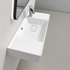 Rectangular White Ceramic Wall Mounted or Drop In Sink
