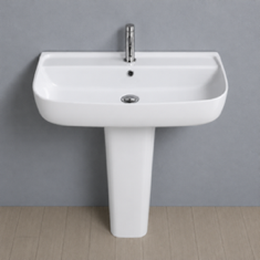 Rectangular White Ceramic Pedestal Sink