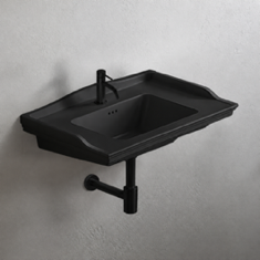 Wall Mount Sink - ADA, 26 inch, Rectangular, Vintage, Ceramic, Matte Black