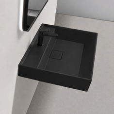 Black Wall Mounted Ceramic Bathroom Sink