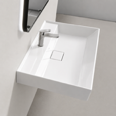 Rectangular White Ceramic Wall Mounted or Drop In Sink