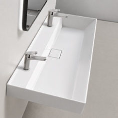 Trough Ceramic Wall Mounted or Drop In Sink