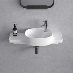 Narrow Ceramic Wall Mounted Sink With Counter Space