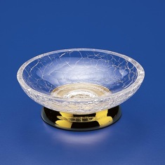 Round Crackled Crystal Glass Soap Dish
