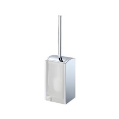 Toilet Brush Holder, Transparent and Chrome, Thermoplastic Resins, Rectangle