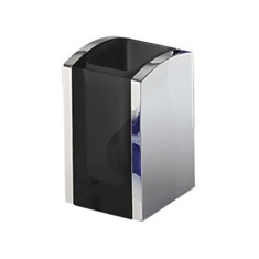 Anthracite and Chrome Thermoplastic Resins Square Toothbrush Holder