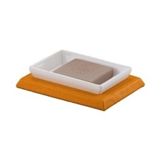 Rectangle Orange Faux Leather Soap Holder