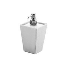 Soap Dispenser, Square, Faux Leather and Ceramic