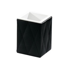 Black Faux Leather Toothbrush Holder