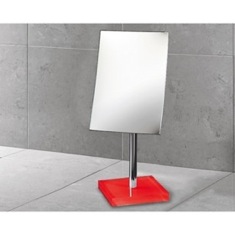 Square Countertop 2.5x Makeup Mirror in Red