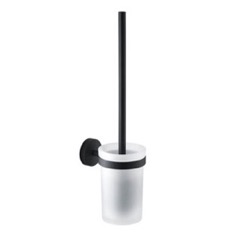 Toilet Brush Holder, Frosted Glass, Matte Black, Mounted