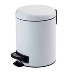 Matte White Floor Standing Stainless Steel Waste Basket