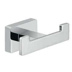 Double Hook, Square, Chrome, Wall Mounted