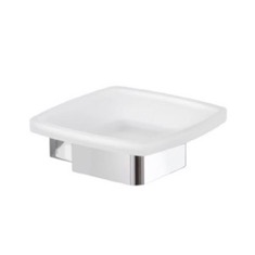 Wall Mounted Frosted Glass Soap Dish With Chrome Base