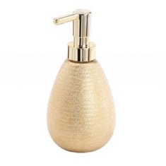 Soap Dispenser, Gold, Made From Pottery