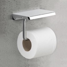 Modern Chrome Toilet Paper Holder With Shelf