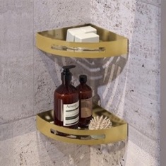Set of Matte Gold Corner Shower Baskets
