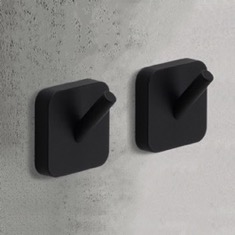 Pair of Bathroom Hooks, Modern, Matte Black