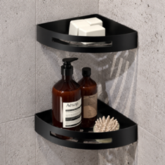 Set of Matte Black Corner Shower Baskets