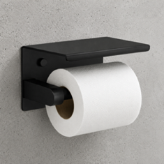 Modern Matte Black Toilet Paper Holder With Shelf