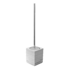 Toilet Brush Holder, Square, Grey, Chrome Handle
