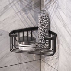 Matte Black Corner Shower Basket