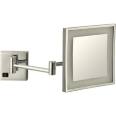 Wall Mounted Lighted 3x Makeup Mirror, Satin Nickel, Hardwired
