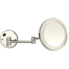 Wall Mounted Lighted 5x Makeup Mirror, Satin Nickel, Hardwired