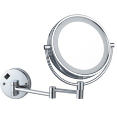 Wall Mounted Lighted 5x Makeup Mirror, Chrome, Hardwired