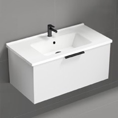 Wall Mounted Bathroom Vanity, Modern, 34 inch