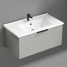 Wall Mounted Bathroom Vanity, Modern, 34 inch