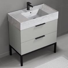 Modern Bathroom Vanity, 32 inch, Marble Style Sink, Free Standing