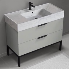 Modern Bathroom Vanity, 40 inch, Marble Style Sink, Free Standing