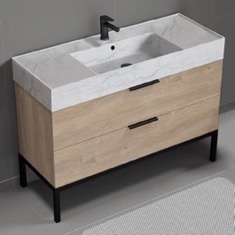 Modern Bathroom Vanity, 48 inch, Marble Style Sink, Free Standing