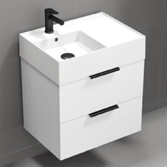 Modern Vanity, White, Floating, Small, 24 inch