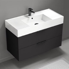 Black Bathroom Vanity, Floating, Modern, 40 inch