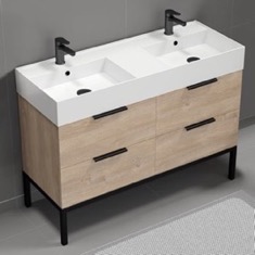 Modern Double Bathroom Vanity, 48 inch, Free Standing
