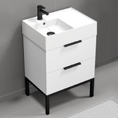 Modern Small Bathroom Vanity, 24 inch, Free Standing