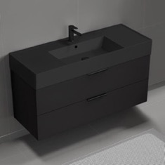 Black Bathroom Vanity, Floating, Modern, 48 inch