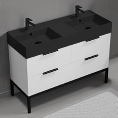 Modern Double Bathroom Vanity, 48 inch
