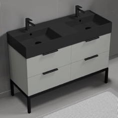 Modern Double Bathroom Vanity, 48 inch