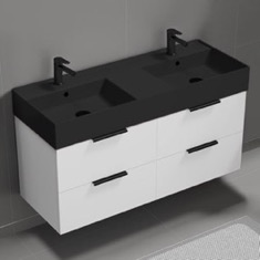 Floating Double Bathroom Vanity, 48 inch