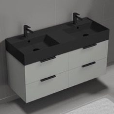 Floating Double Bathroom Vanity, 48 inch