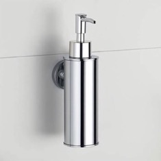 Soap Dispenser, Wall Mounted, Round, Chrome
