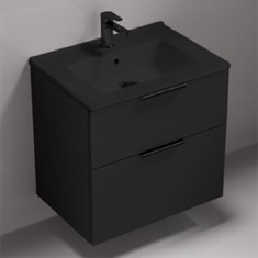 Black Vanity, Wall Mounted, Modern, 26 inch